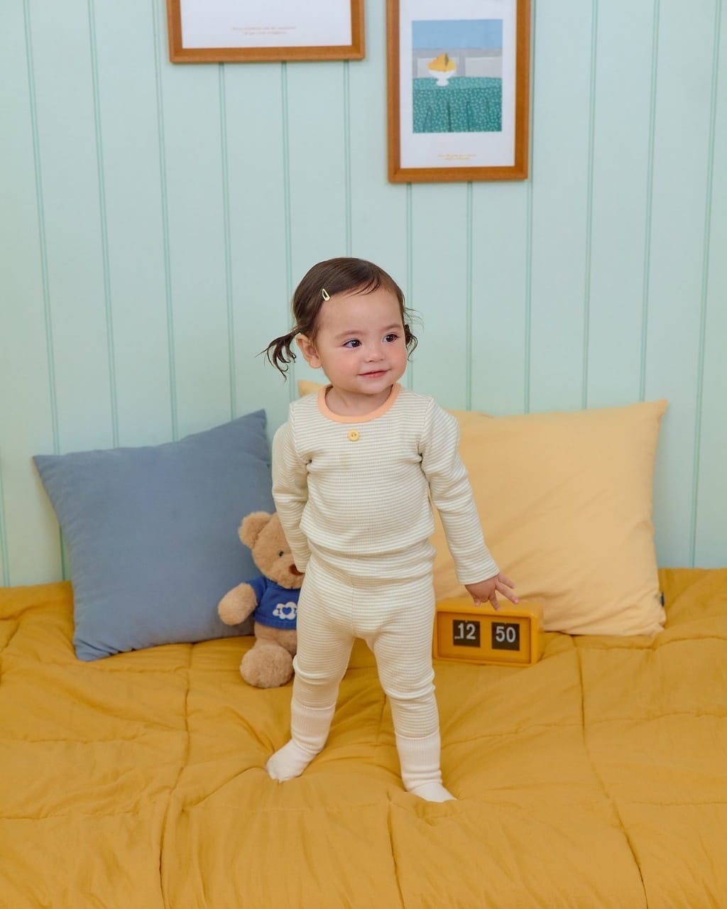 韓國🇰🇷OOTTBEBE 條紋鈕扣家居套裝(XS-XL)