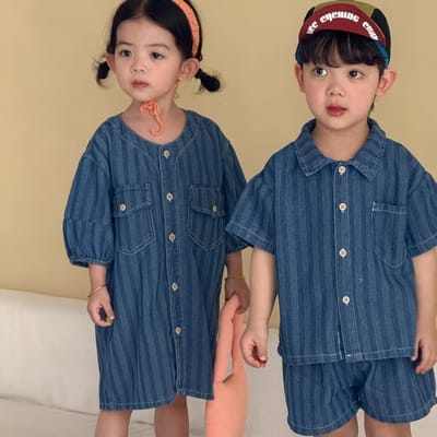 兄弟姐妹裝｜直條牛仔套裝/洋裝(80-150)