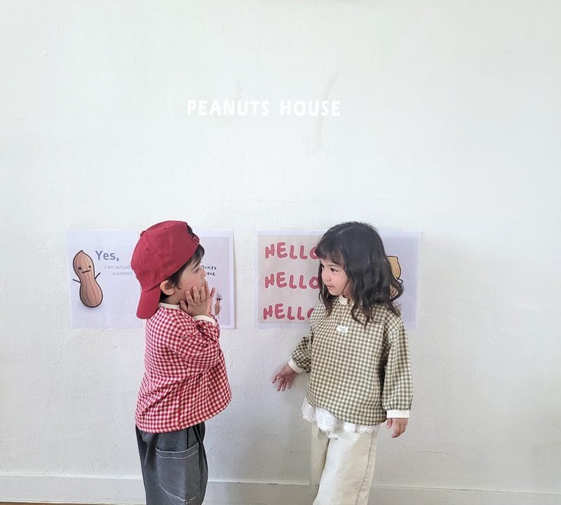 韓國🇰🇷PEANUTS 格子小標開領上衣(5-15)