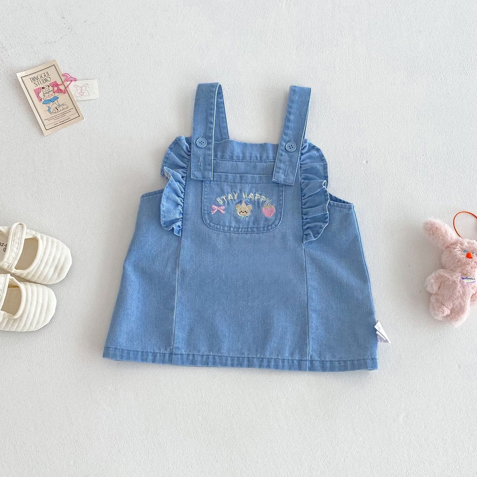 特價｜刺繡兔子吊帶裙(73-120)