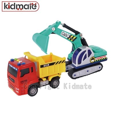 KIDMATE 台灣好車隊 迷你砂石車+挖土機